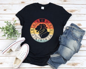 Leo Löwe Shirt, Leo Shirt, Vintage Löwe T-Shirt, Leo Sternzeichen Shirt, Leo Astrologie Geschenke, Sternzeichen Leo Tshirt, Retro Sternzeichen Shirt