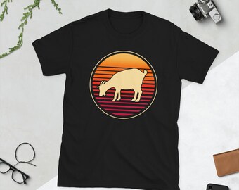 Camisa de cabra retro, camisa de animal retro, silueta de cabra, regalos de cabra, camiseta de animales de granja, camiseta de cabra, camiseta de cabra