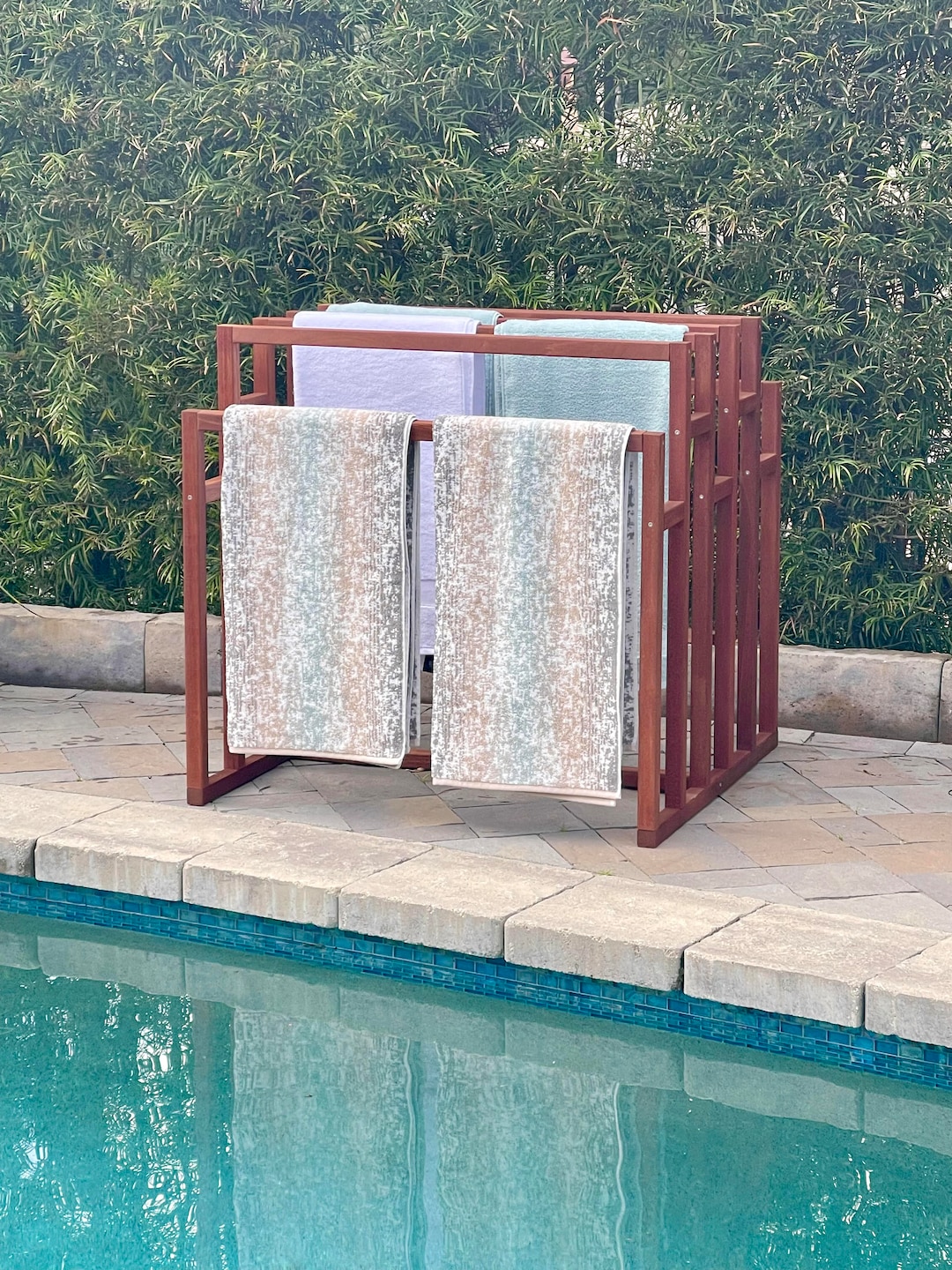 Pool Return Rack Pool Float Storage and Pool Towel Rack - Red Balau Sustainable Grand XL ...