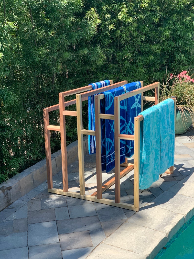 Pool Towel Rack and Pool Float Storage Redwood Sustainable Etsy Sweden
