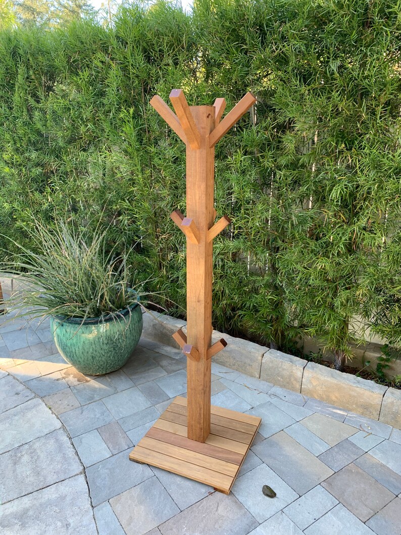 Spa Robe Tree and Towel Rack Freestanding Made From Ipe Wood Etsy Ireland