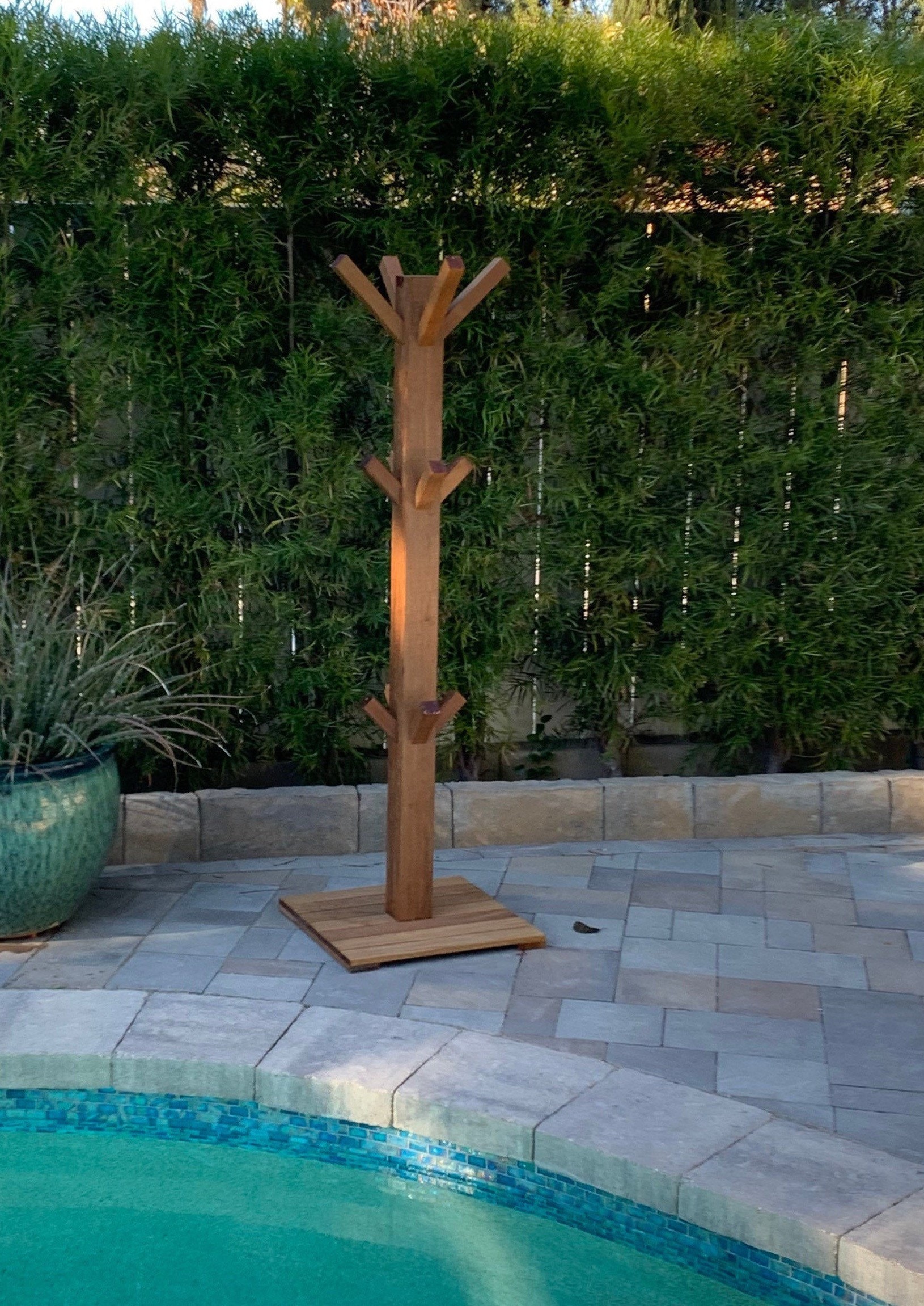 Hot Tub Towel and Robe Tree - Freestanding Made From Ipe Wood