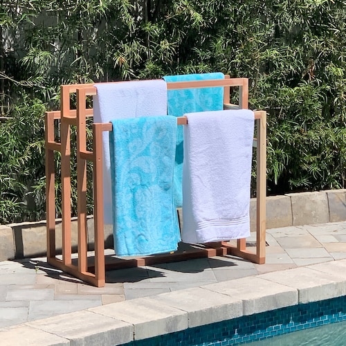 Towel Drying Rack Outdoor Pool Patio Towel Rack Pool Float Storage