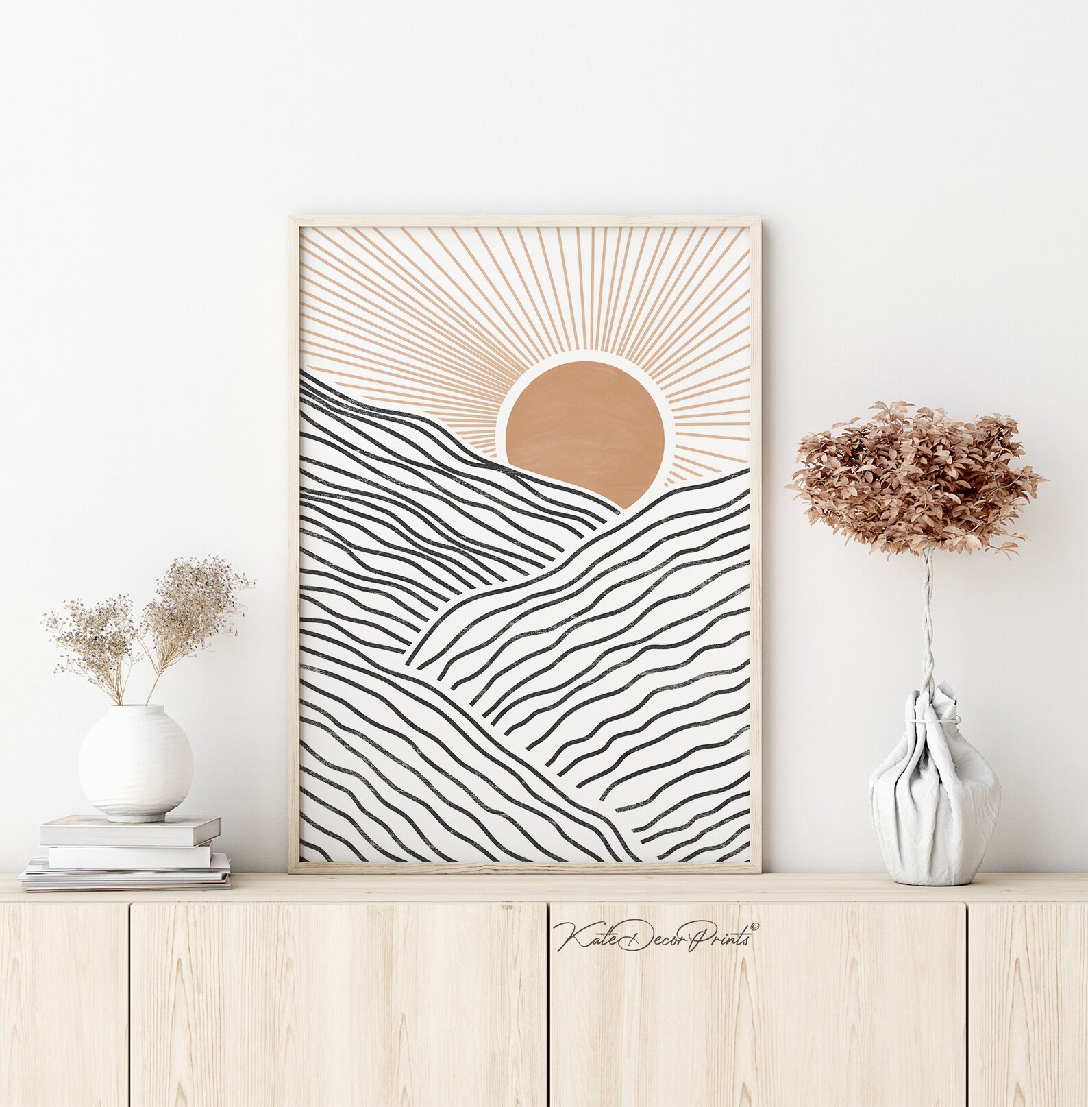 Rising Sun Wall Art Boho Wall Art Decor Minimalist Print Etsy