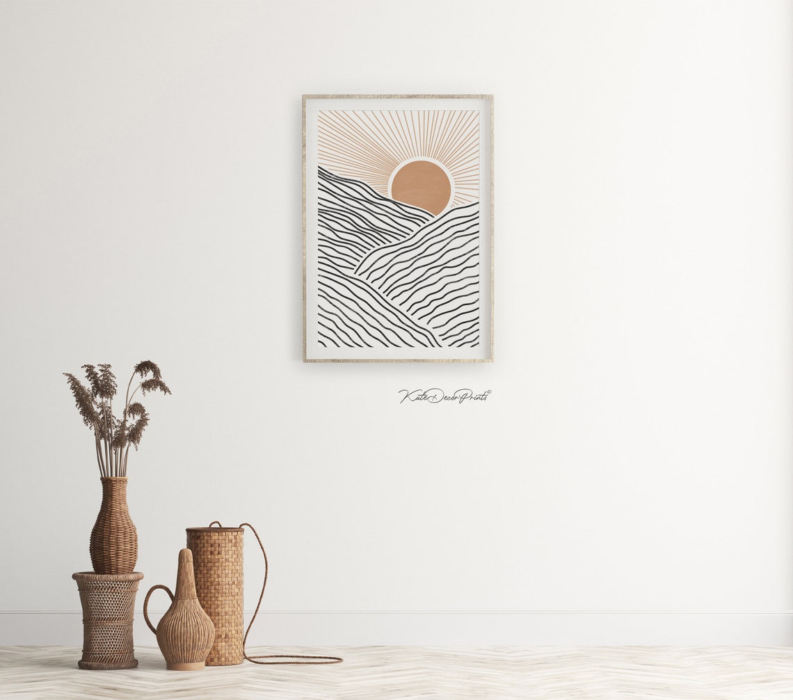 Rising Sun Wall Art Boho Wall Art Decor Minimalist Print Etsy