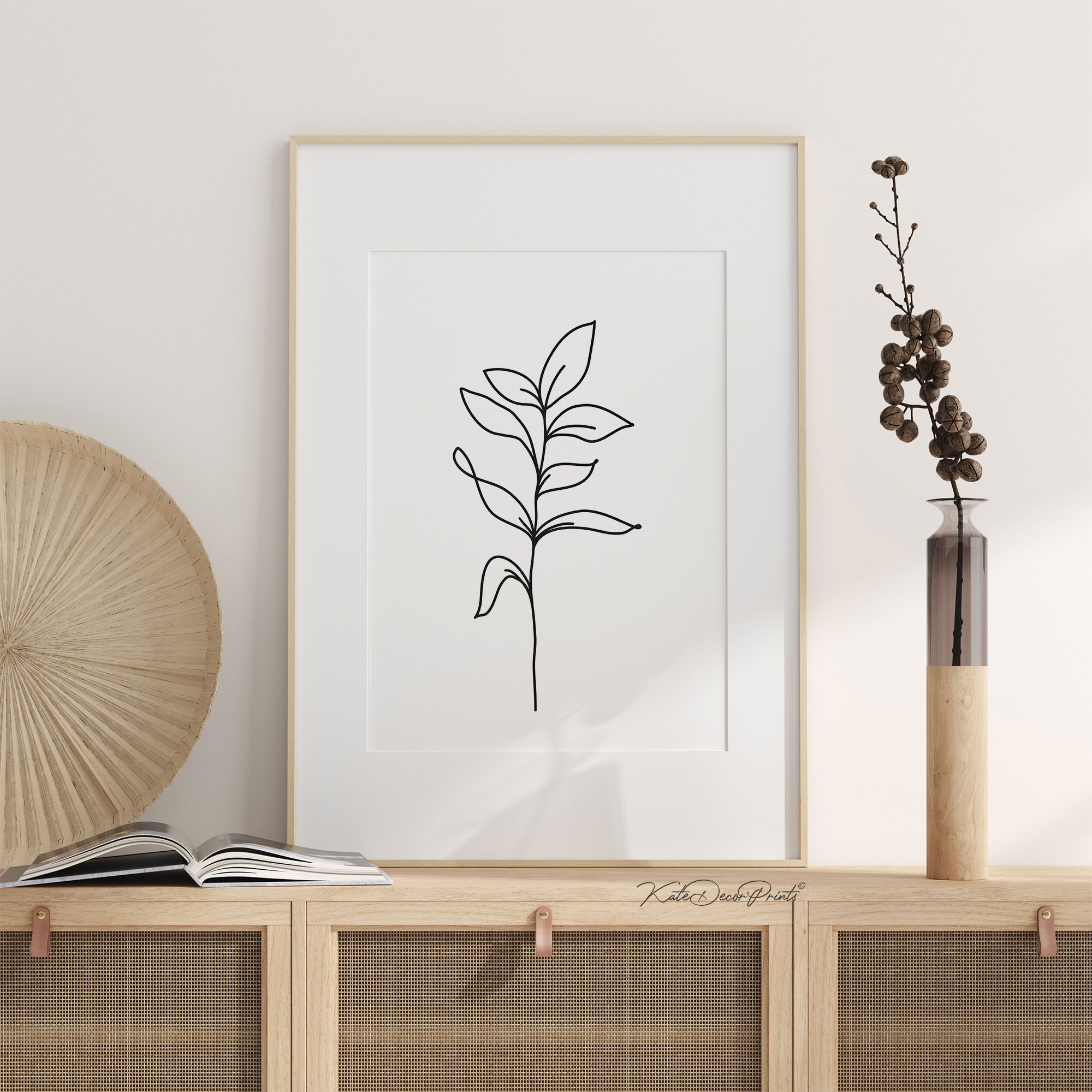 Floral Line Art Botanical Print Set Of 3 Minimalist Line | Etsy