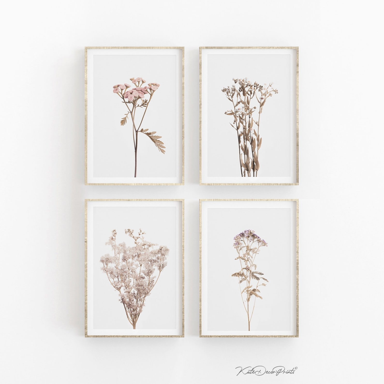 Wildflower Prints Botanical Wall Art Set Of 4 Prints Etsy