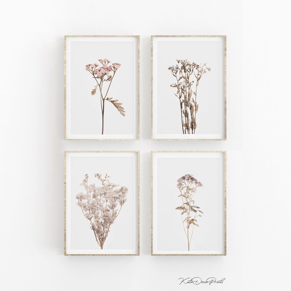 Wildflower Prints Botanical Wall Art Set Of 4 Prints Etsy