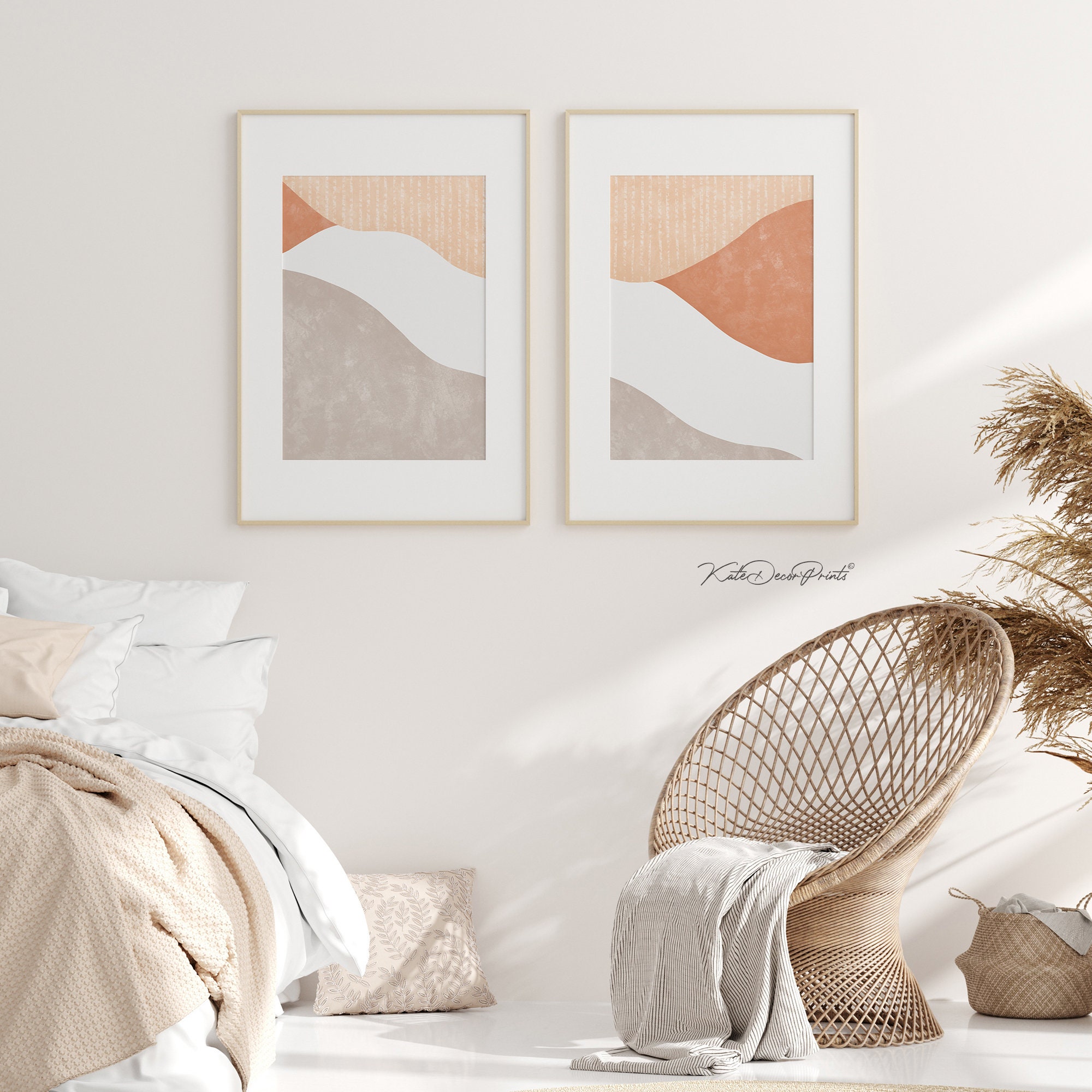 Abstract Prints 2 Piece Wall Art Bedroom Prints Abstract | Etsy