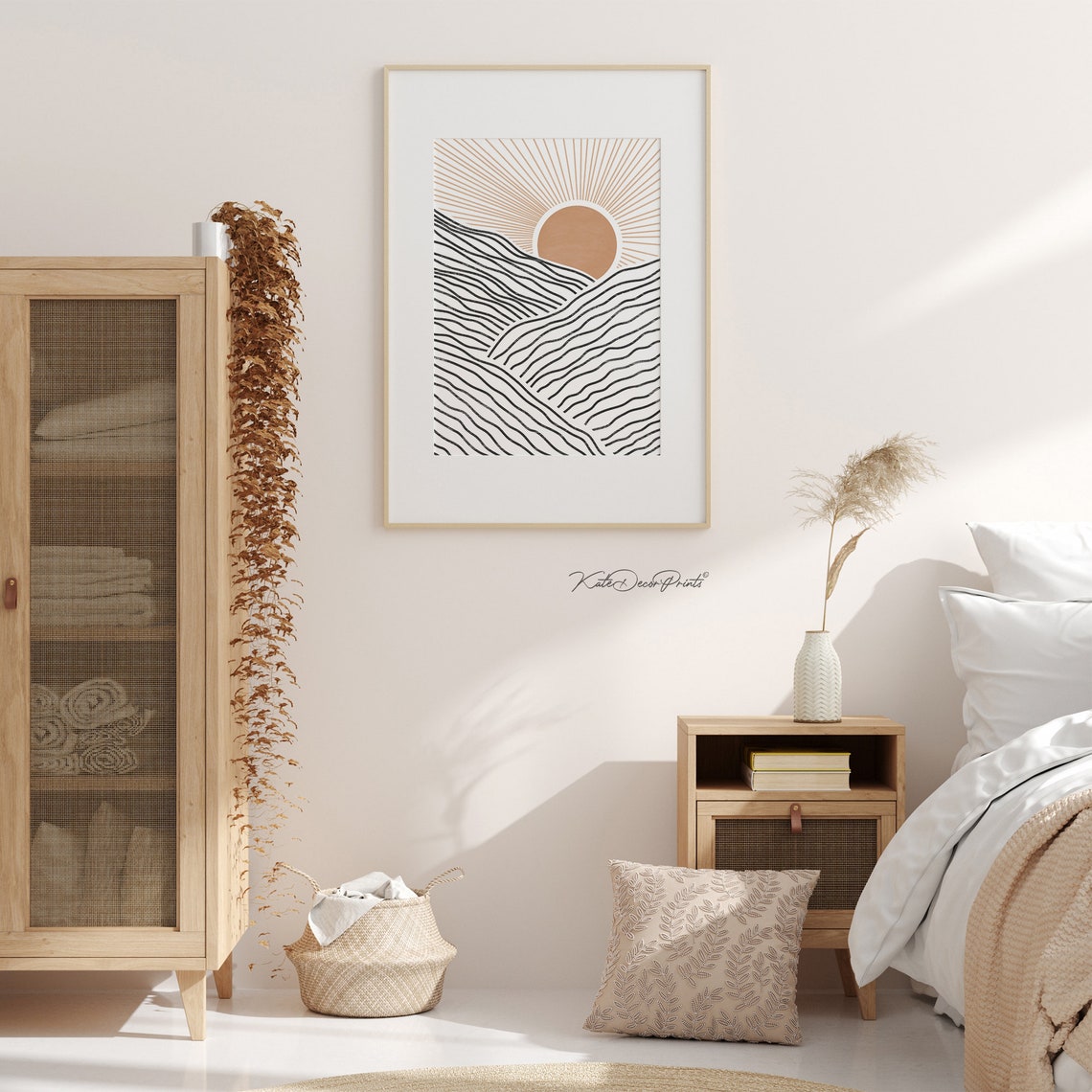 Rising Sun Wall Art Boho Wall Art Decor Minimalist Print Etsy