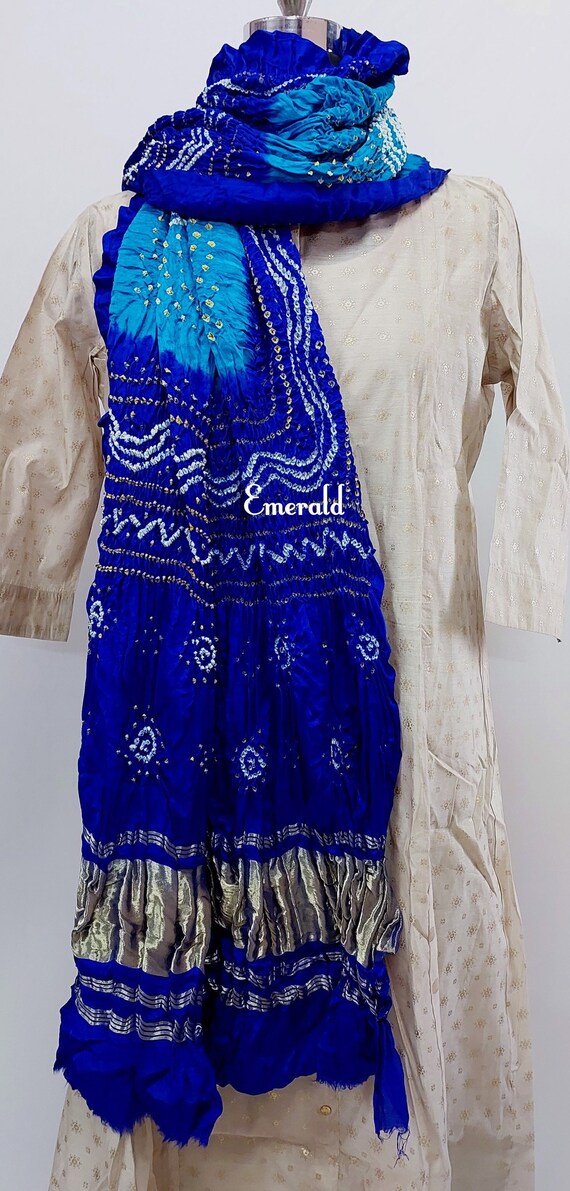 Silk Scarf - Emerald Bandhani From Rajasthan Silk Scarf - Emerald Bandhani From Rajasthan