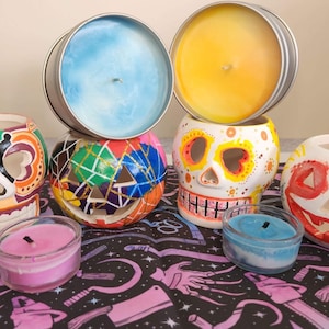 Decorated Halloween Candle Holders: Pumpkins and Skulls, Ceramic Decor