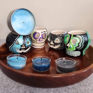 Halloween Candle Holders: Pumpkins and Skulls, Ceramic Decor