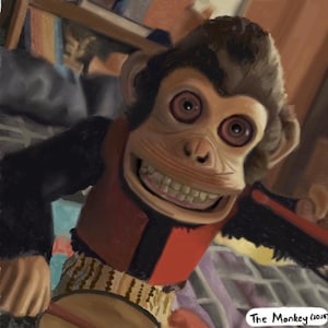 The Monkey - hand-drawn, horror themed stickers, magnets and candles