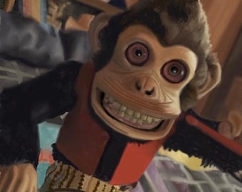 The Monkey - hand-drawn, horror themed stickers, magnets and candles