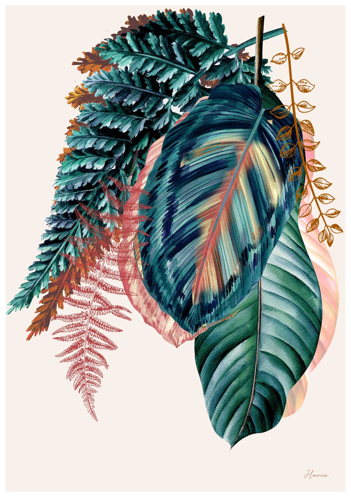 2 x Abstract Plant Art Prints Hand made Digitally Printed Etsy