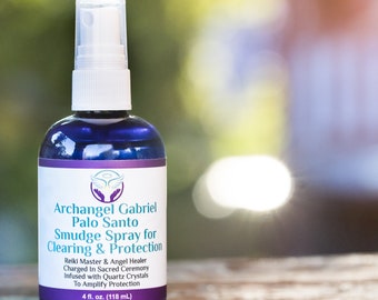 Archangel Gabriel Palo Santo Smudge Spray for Clearing and Protection - Smokeless Smudging Spray Mist with Essential Oils for Aromatherapy
