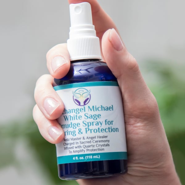 White Sage Smudge Spray for Clearing and Protection-Smokeless Liquid Smudging Spray Infused with Quartz Crystals - Negative Energy Cleansing