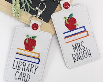 ID Badge Holder, Bookworm Badge Holder, Personalized Bookworm Vertical ID Card Protector Case, Lanyard Accessory, Teacher Gift
