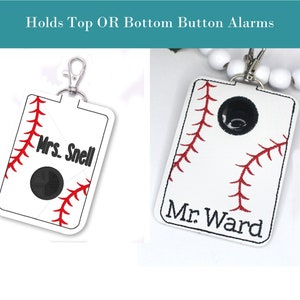 Alarm ID Badge Holder, Alarm Holder Key Ring, Vertical ID Card Case, Lanyard Accessory, Teacher Gift, Baseball