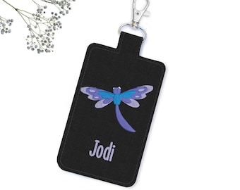 ID Badge Holder, Dragonfly Badge Holder, Personalized Vertical ID Card Protector Case, Lanyard Accessory, Teacher Gift