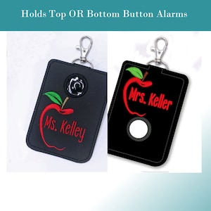 Alarm ID Badge Holder, Alarm Holder Key Ring, Vertical ID Card Case, Lanyard Accessory, Teacher Gift, Apple