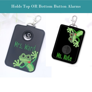 Alarm ID Badge Holder, Alarm Holder Key Ring, Vertical ID Card Case, Lanyard Accessory, Teacher Gift, Frog