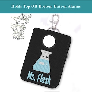 Alarm ID Badge Holder, Alarm Holder Key Ring, Vertical ID Card Case, Lanyard Accessory, Teacher Gift, Flask