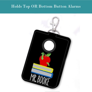 Alarm ID Badge Holder,  Alarm Holder Key Ring, Vertical ID Card Case, Lanyard Accessory, Teacher Gift, Bookworm