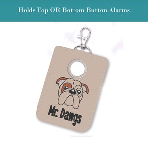 Alarm ID Badge Holder, Alarm Holder Key Ring, Personalized Americana Vertical ID Card Case, Lanyard Accessory, Teacher Gift, Bull Dog