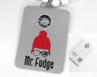 Alarm ID Badge Holder, Alarm Holder Key Ring, Vertical ID Card Case, Lanyard Accessory, Teacher Gift, Holiday Beanie