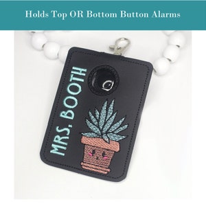Alarm ID Badge Holder, Alarm Holder Key Ring, Vertical ID Card Case, Lanyard Accessory, Teacher Gift, Kawaii Succulent