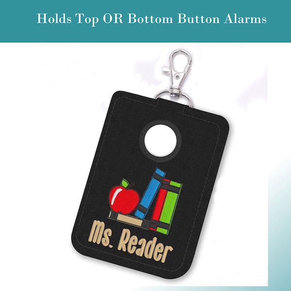 Alarm ID Badge Holder, Alarm Holder Key Ring, Vertical ID Card Case, Lanyard Accessory, Teacher Gift, Books