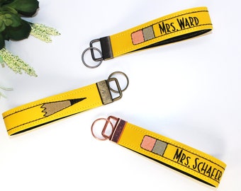 Personalized Pencil Wrist Strap, Pencil Key Ring, Teacher Gift, Teacher Appreciation