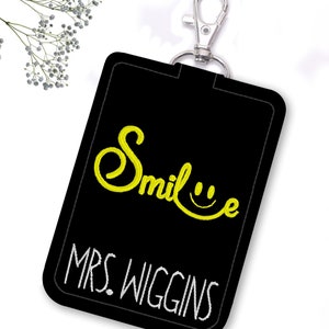 ID Badge Holder, Badge Holder, Lanyard Accessory, Teacher Gift, Smiley