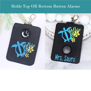 Alarm ID Badge Holder, Alarm Holder Key Ring, Vertical ID Card Case, Lanyard Accessory, Teacher Gift, Turtle, Sea Life