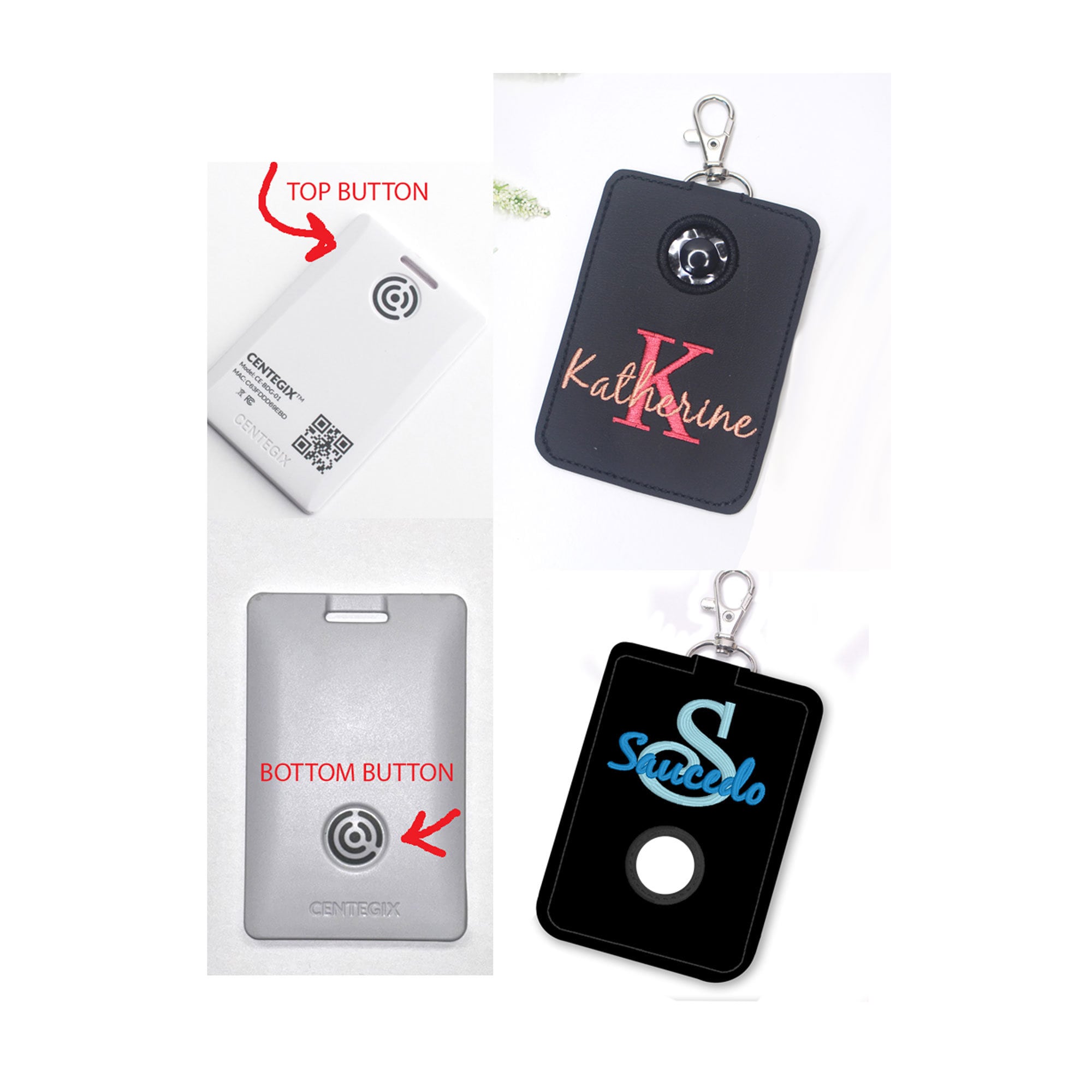 Alarm ID Badge Holder, Alarm Holder Key Ring, Vertical ID Card Case, Lanyard Accessory, Teacher Gift, Monogram Script