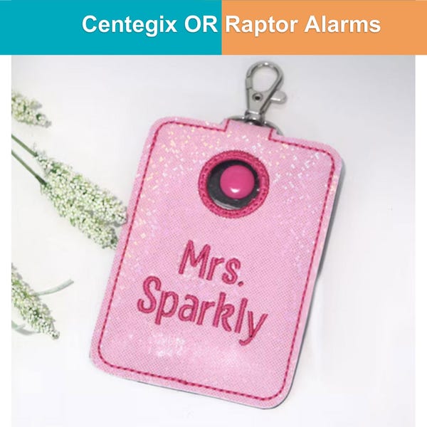 Alarm ID Badge Holder, Centegix Alarm, Raptor Alarm, Alert ID Card Case, Lanyard Accessory, Teacher Gift, Sparkle Vinyl