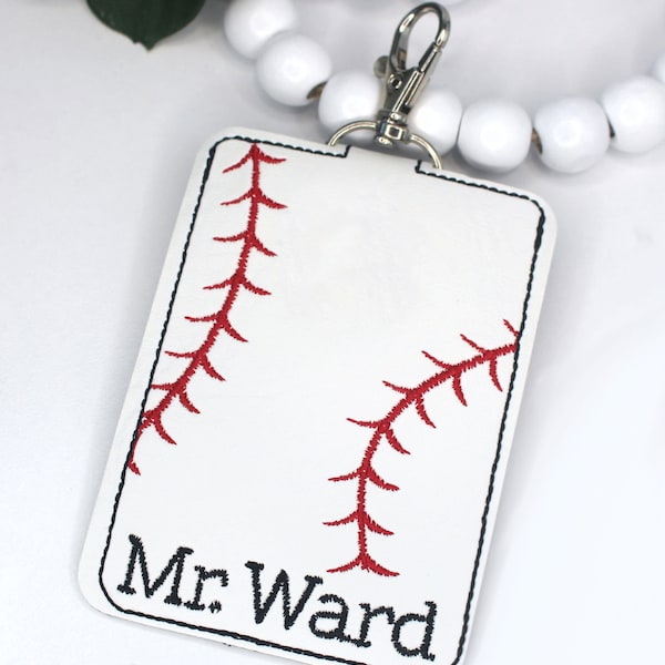 ID Badge Holder, Baseball Badge Holder, Personalized Vertical ID Card Protector Case, Lanyard Accessory, Teacher Gift, Baseball