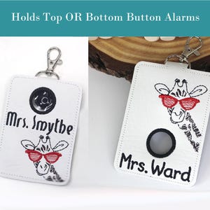 Alarm ID Badge Holder, Alarm Holder Key Ring, Vertical ID Card Case, Lanyard Accessory, Teacher Gift, Giraffe