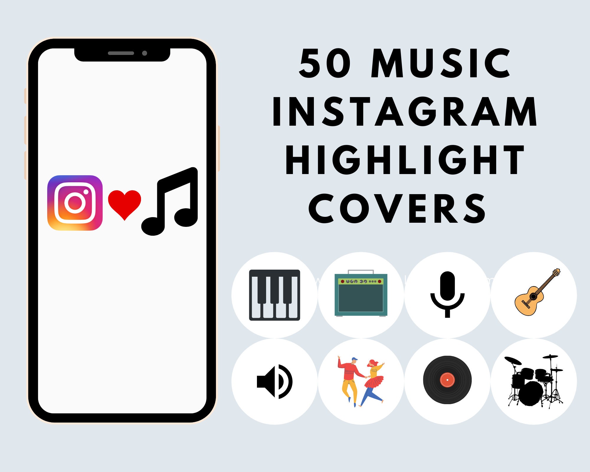 50 Music Instagram Story Highlight Covers, Instagram Highlights Icons