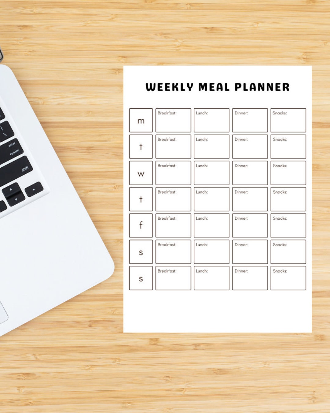 7 Day Weekly Meal Planner, for Adults &amp; Kids, Digital, Printable, Menu ...