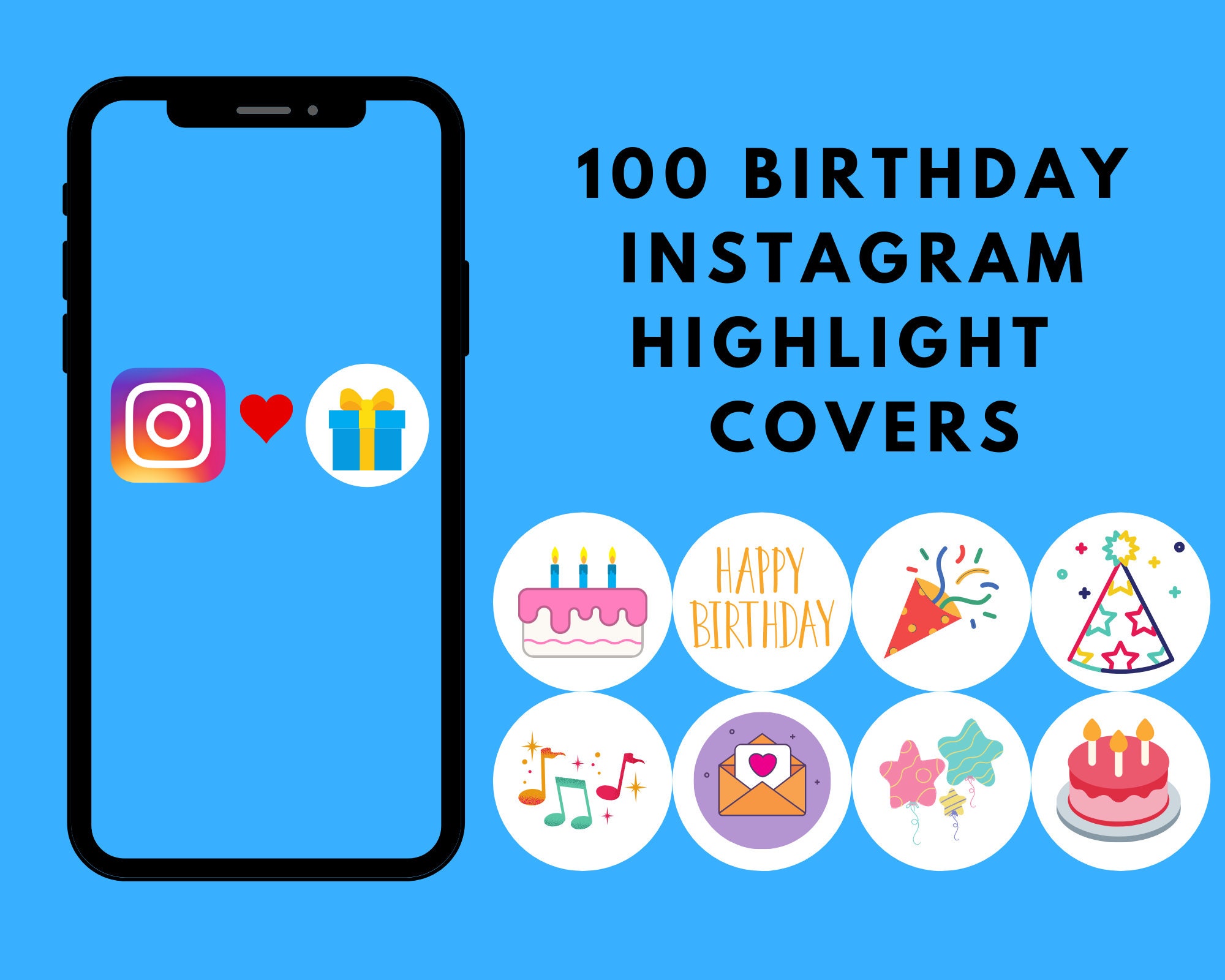 100 Birthday Instagram Highlight Covers Instagram Stories Etsy