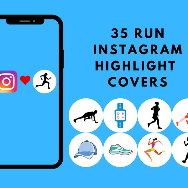 35 Run Instagram Highlight Covers, Runner, Sport, Cardio, Athlete, Running, Fitness, Marathon, Instagram Stories, Instagram Story, IG