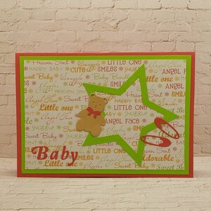 Carte faite à la main, carte de douche de bébé, carte de voeux, carte de corail, carte multicouche, carte blanche, carte d’ours en peluche, carte d’étoile, carte de bébé,