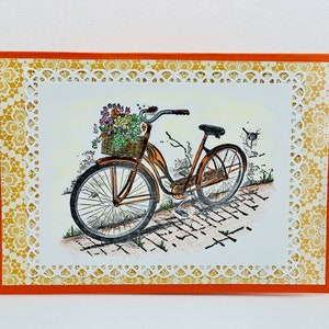 Carte de vélo, Carte de remerciement, Carte vierge, Carte d’anniversaire, Carte faite à la main, Carte Hello
