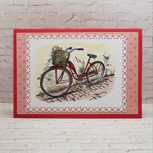 Tarjeta de la bicicleta, tarjeta de cumpleaños, tarjeta en blanco, cualquier tarjeta de ocasión, tarjeta de color de la mano, tarjeta hecha a mano