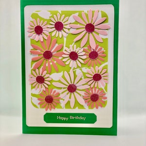 Cartão de aniversário, cartão de flores, cartão de felicitações, cartão feito à mão, cartão em branco
