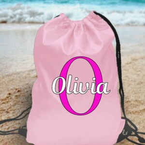 Personalised Initial Name  Drawstring PE Bag Kids Gym Kit Swimming School Sports Bag