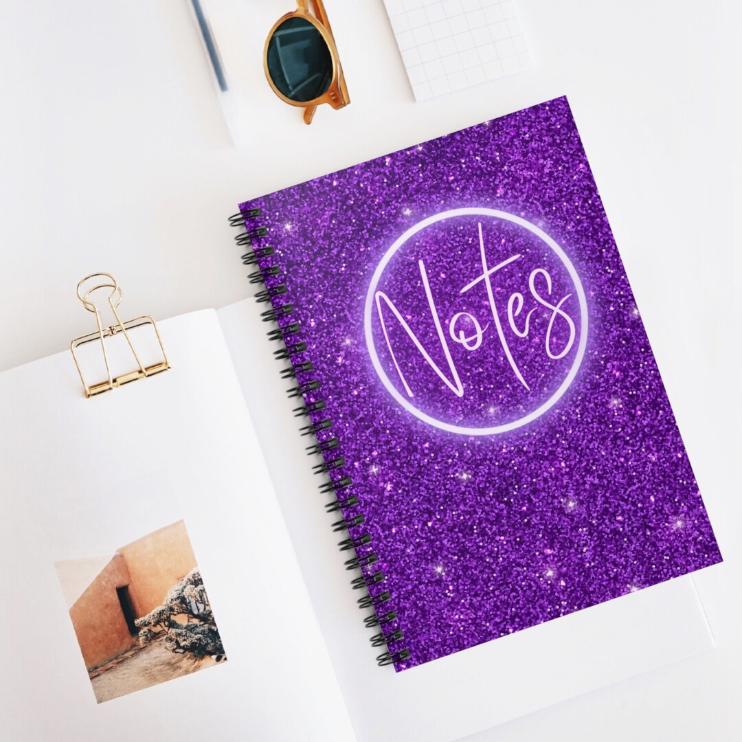 Purple Glitter Spiral Notebook Rule-lined Pages 7x5 Inches Sparkle and ...